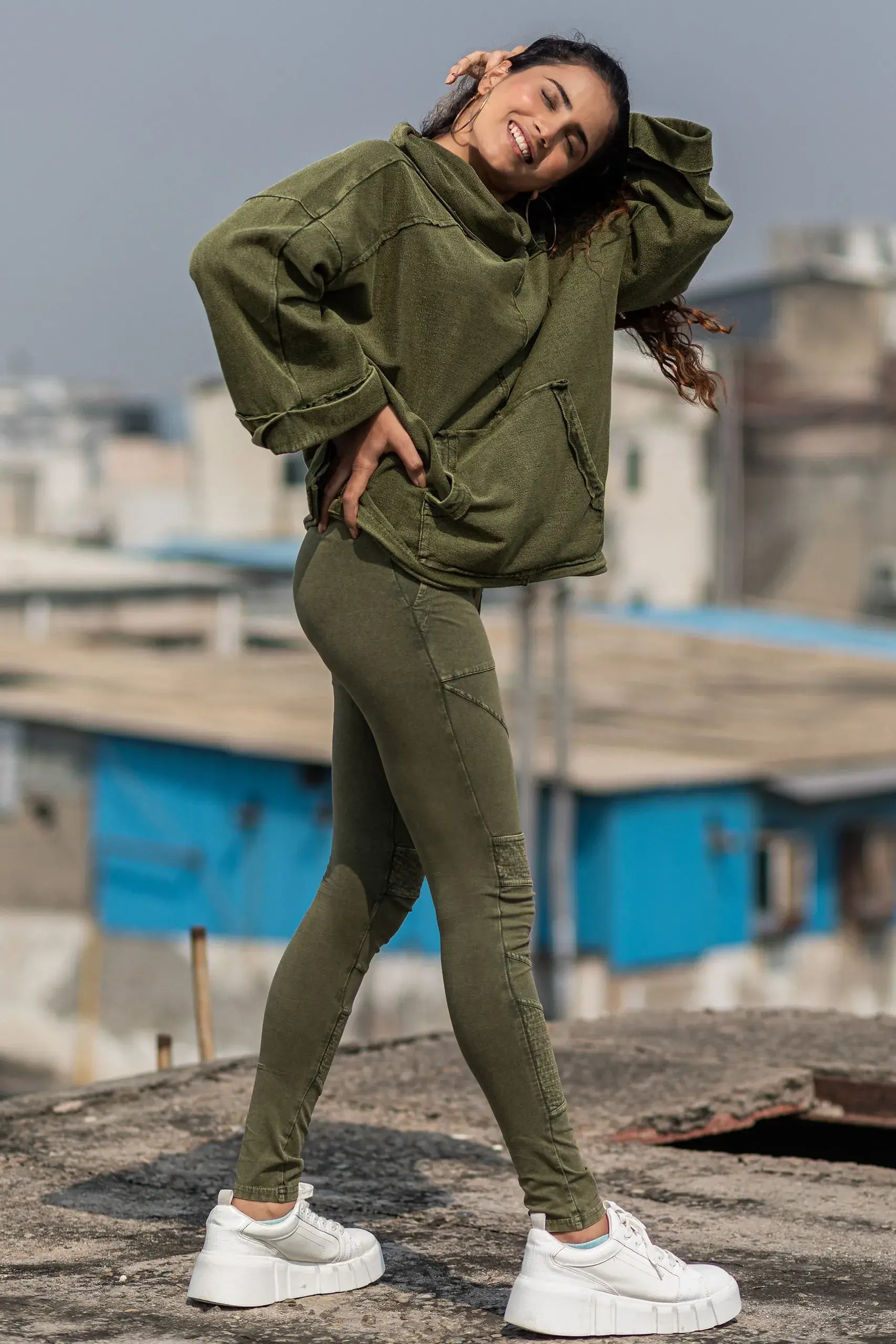 Bottlebrush Leggings (Olive) - PURPLE POTATO