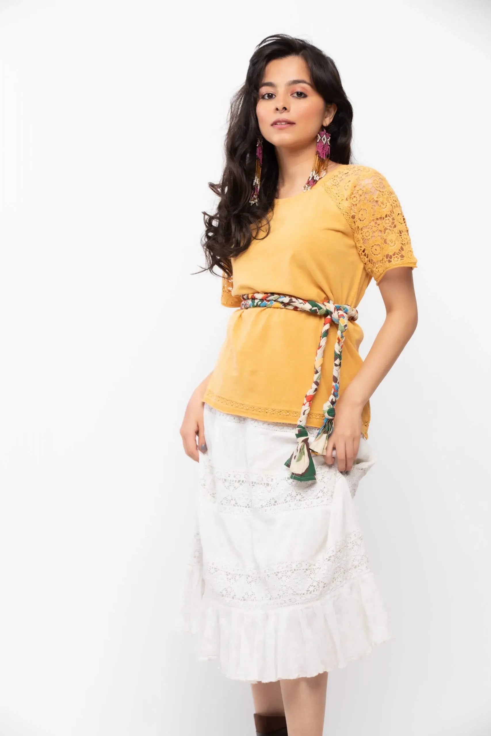 Dahlia Lacy Top (Mango) - PURPLE POTATO