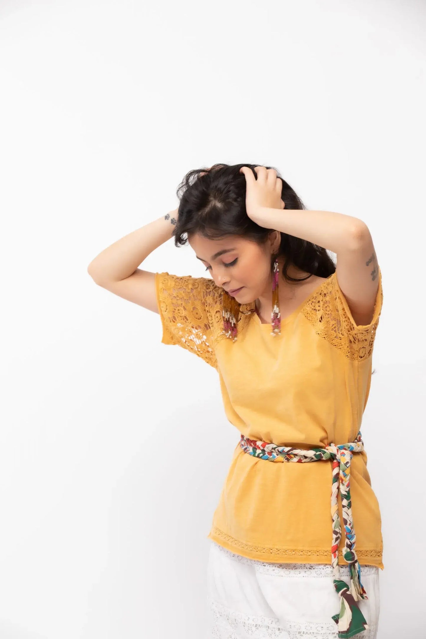 Dahlia Lacy Top (Mango) - PURPLE POTATO