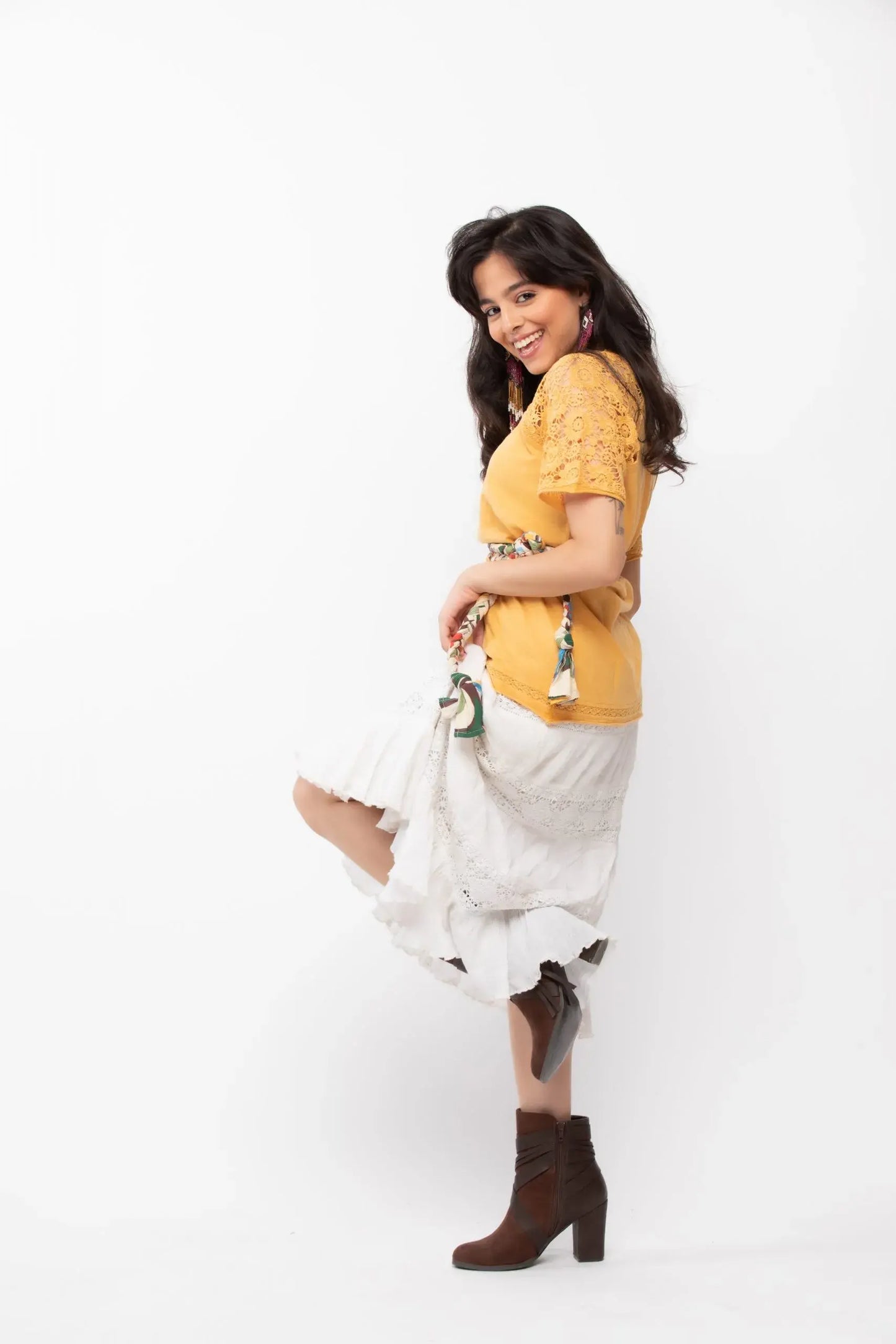 Dahlia Lacy Top (Mango) - PURPLE POTATO