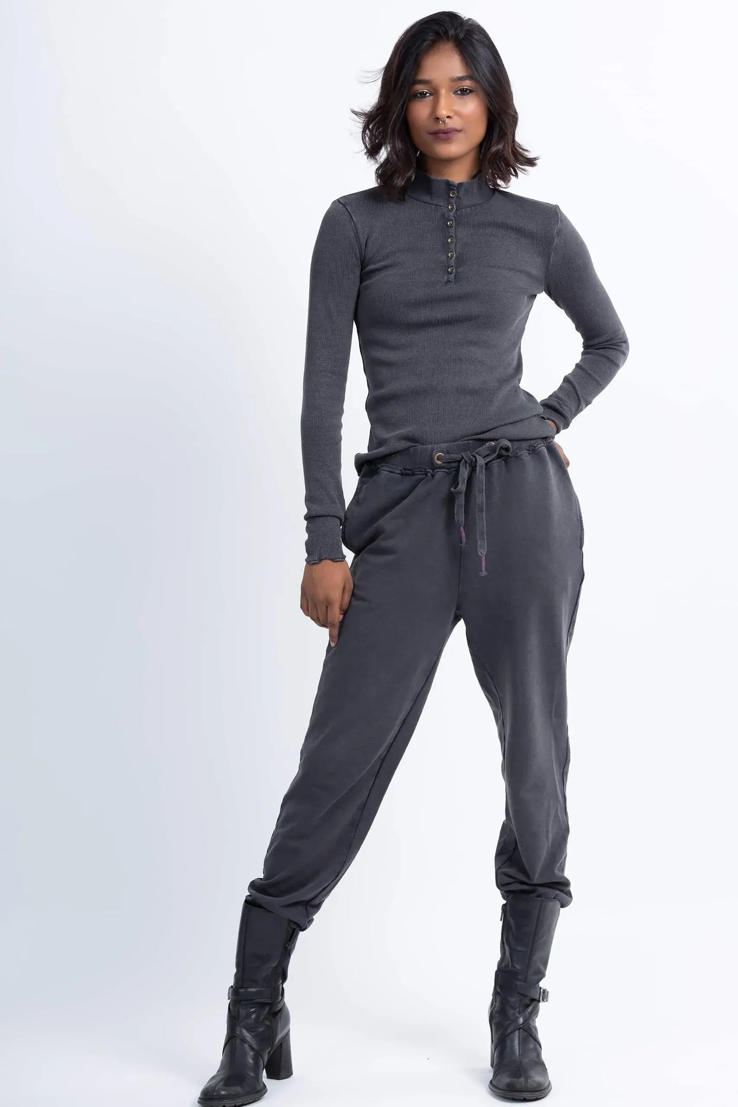 Forget Me Not Joggers (Charcoal) - PURPLE POTATO