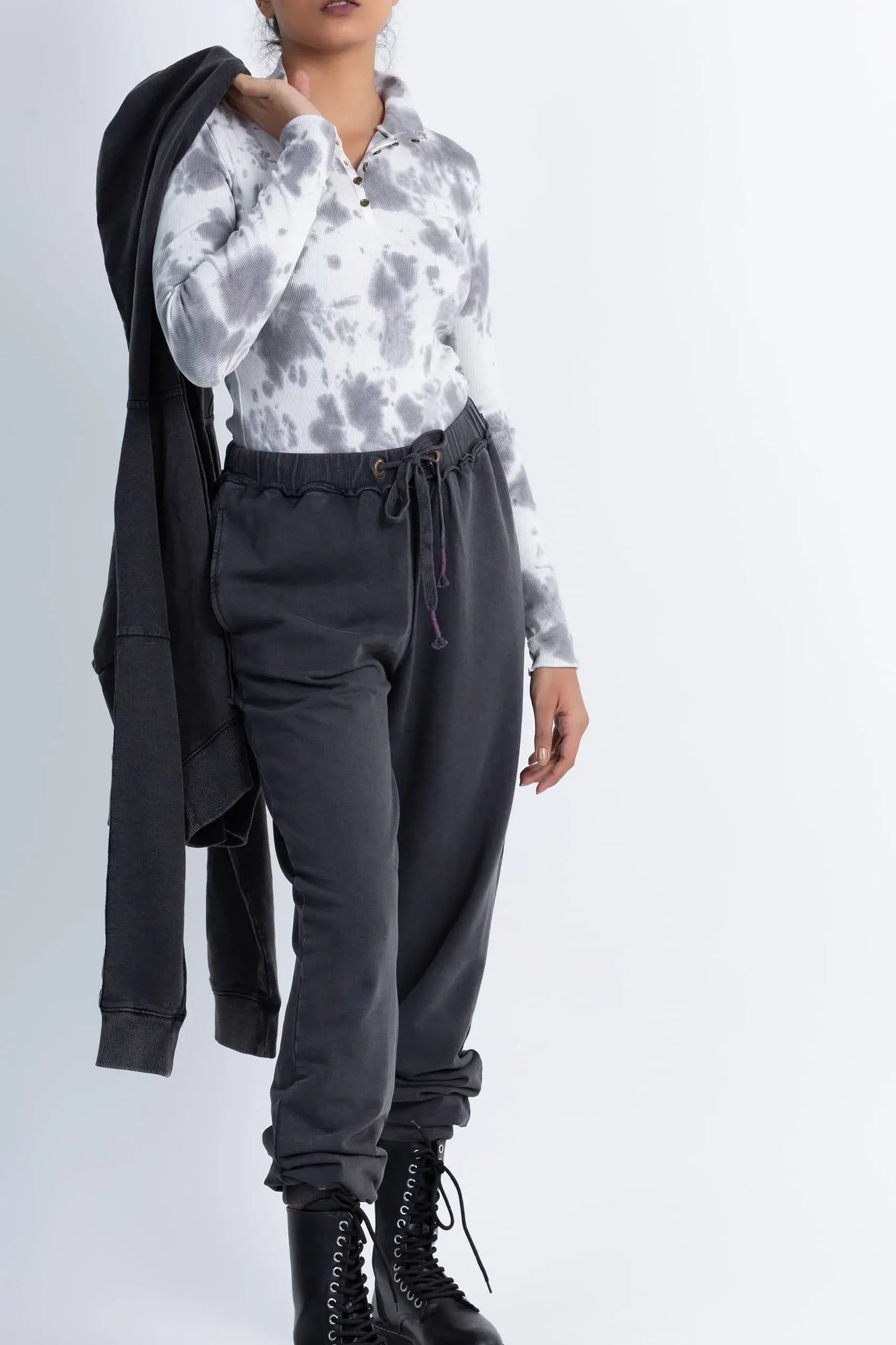 Forget Me Not Joggers (Charcoal) - PURPLE POTATO