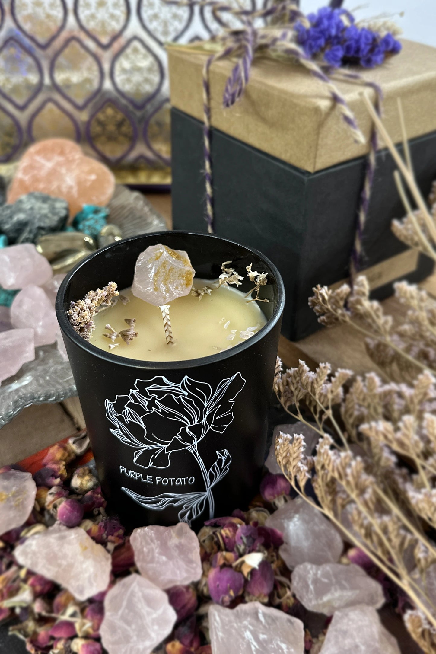 Fairies Garden Rose Quartz Candle