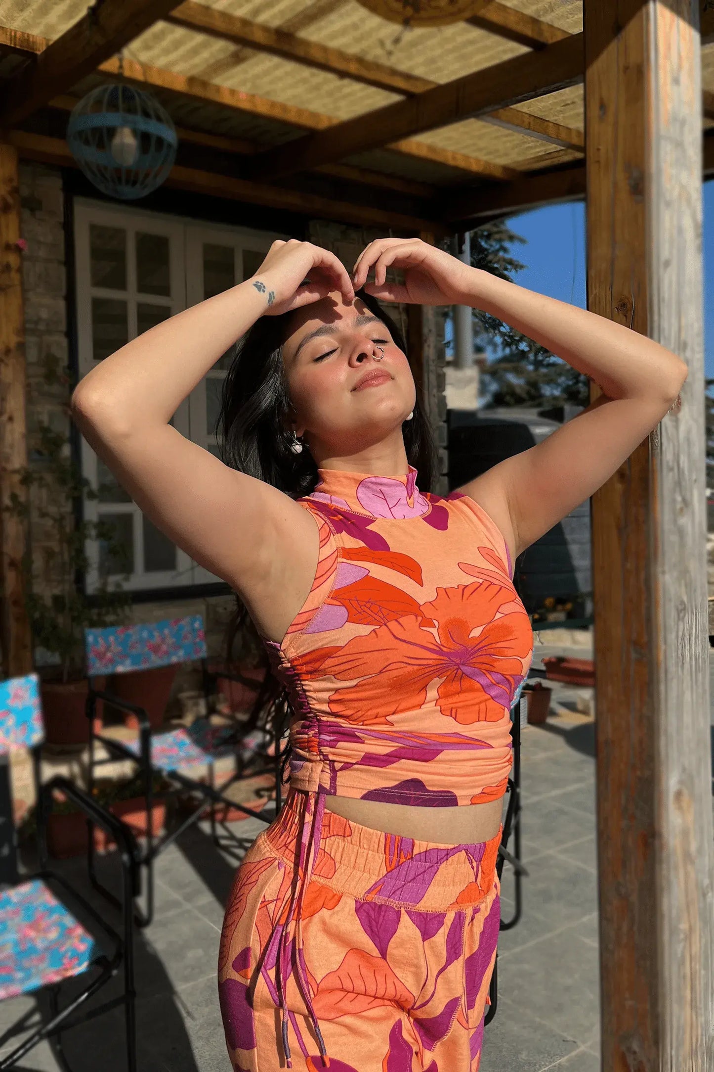 Marigold Top (Fern Print) - PURPLE POTATO