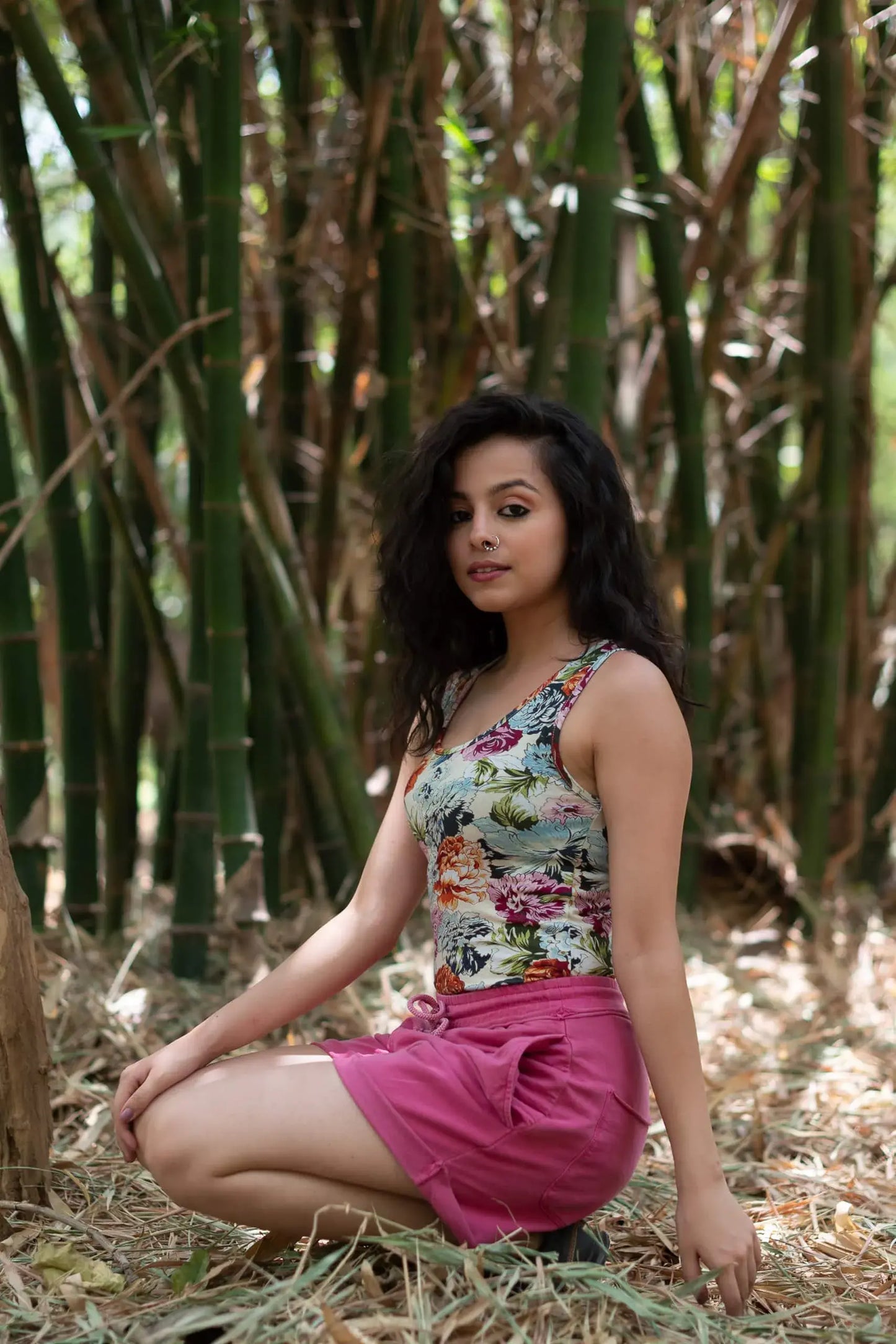 Peony Tank Top (Peony Print) - PURPLE POTATO