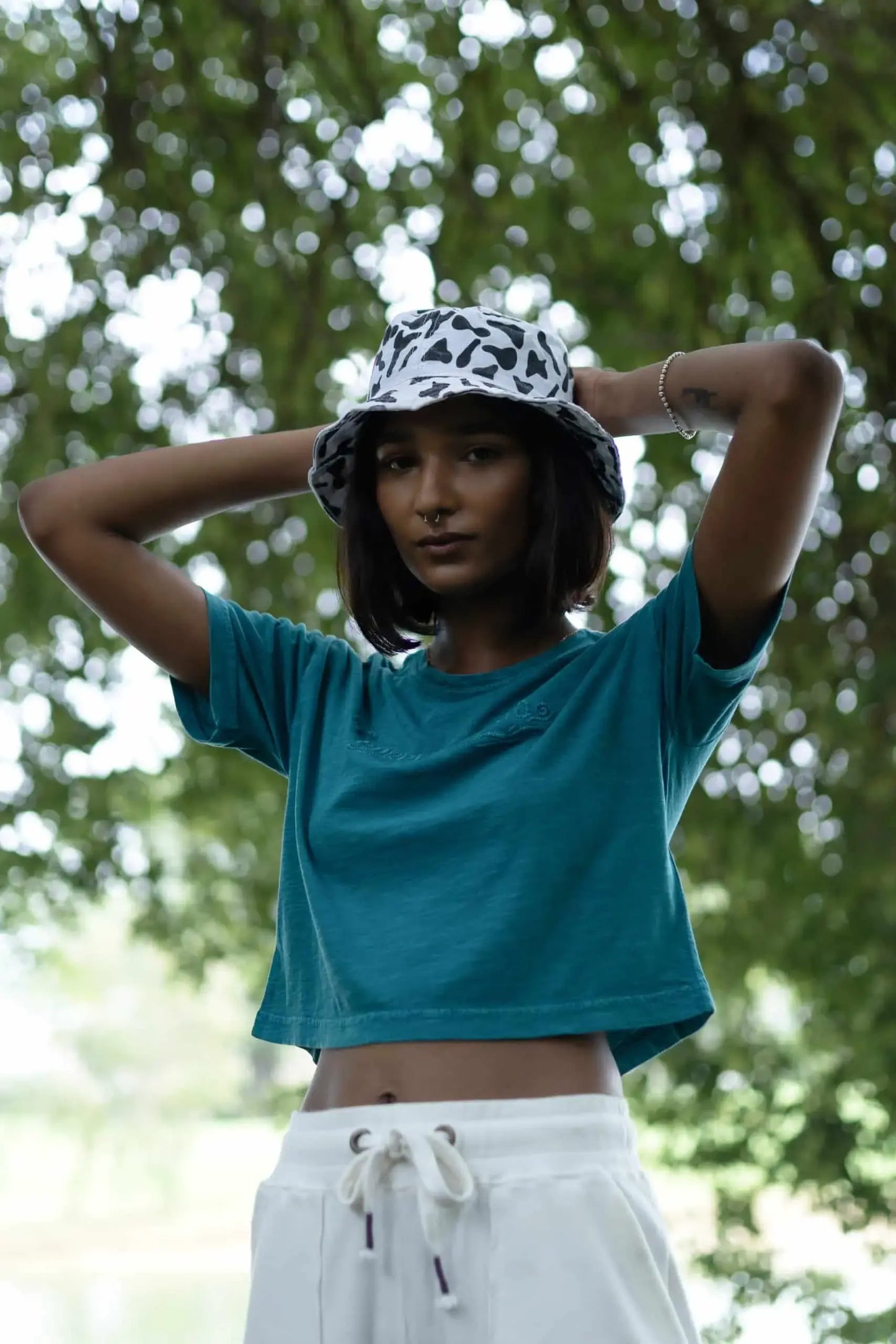 Petunia Crop Tee (Teal) - PURPLE POTATO