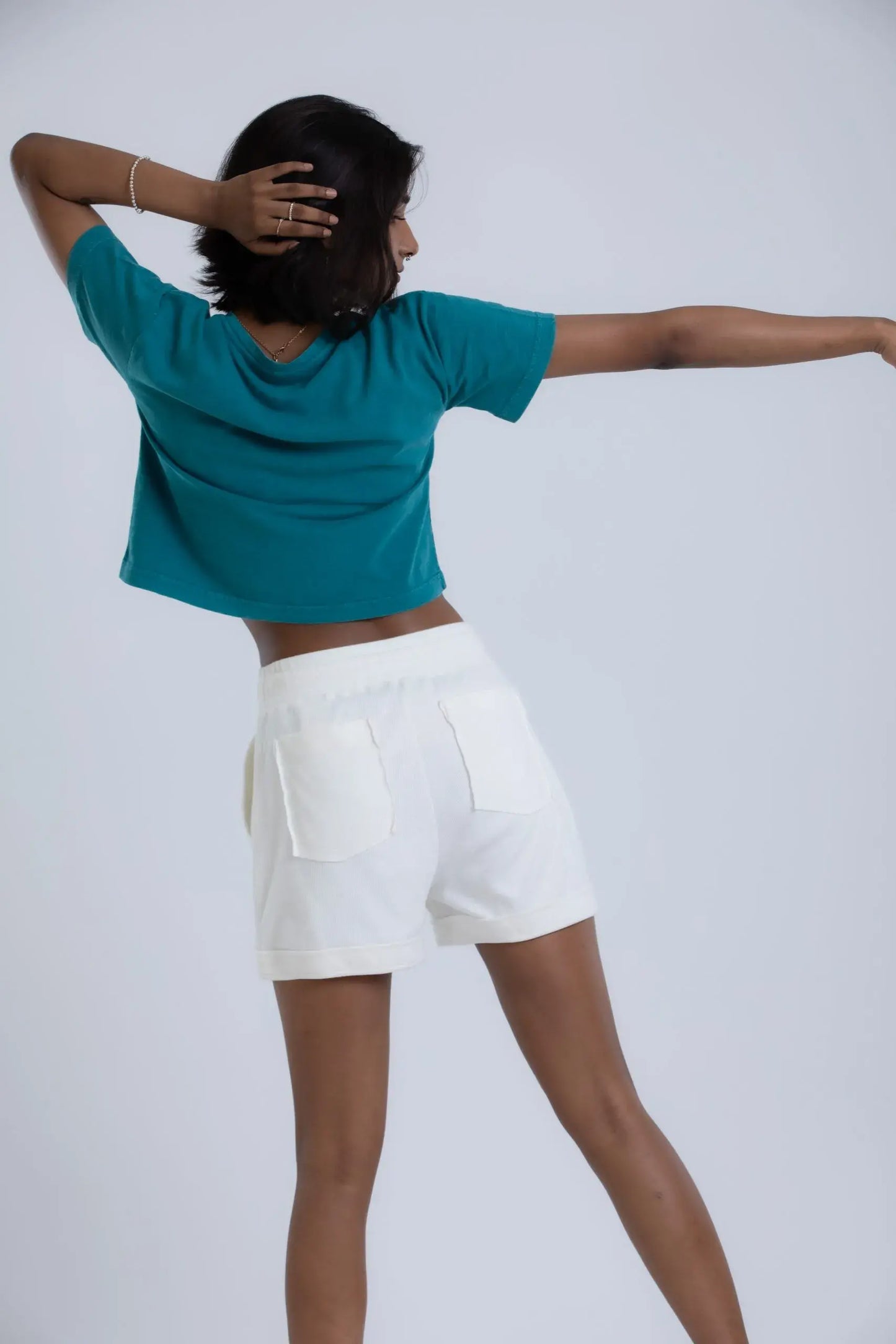 Petunia Crop Tee (Teal) - PURPLE POTATO
