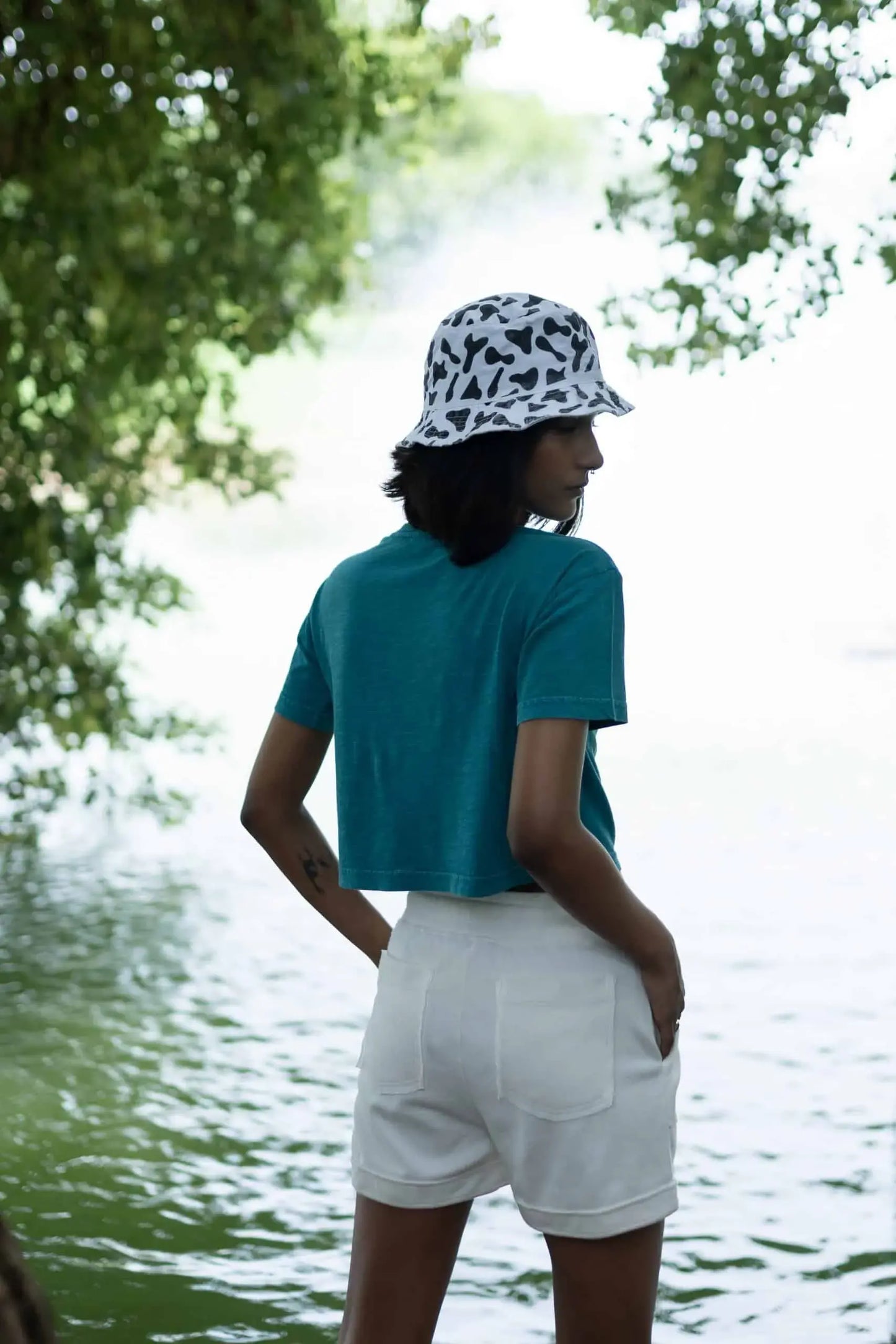 Petunia Crop Tee (Teal) - PURPLE POTATO