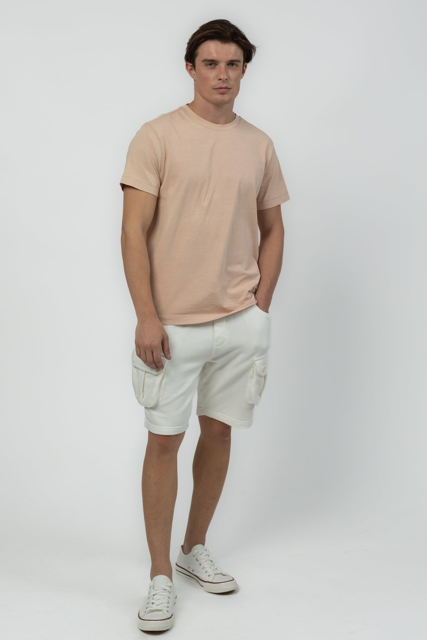 Men's Relaxed Fit Crew Neck Tee (Peach)