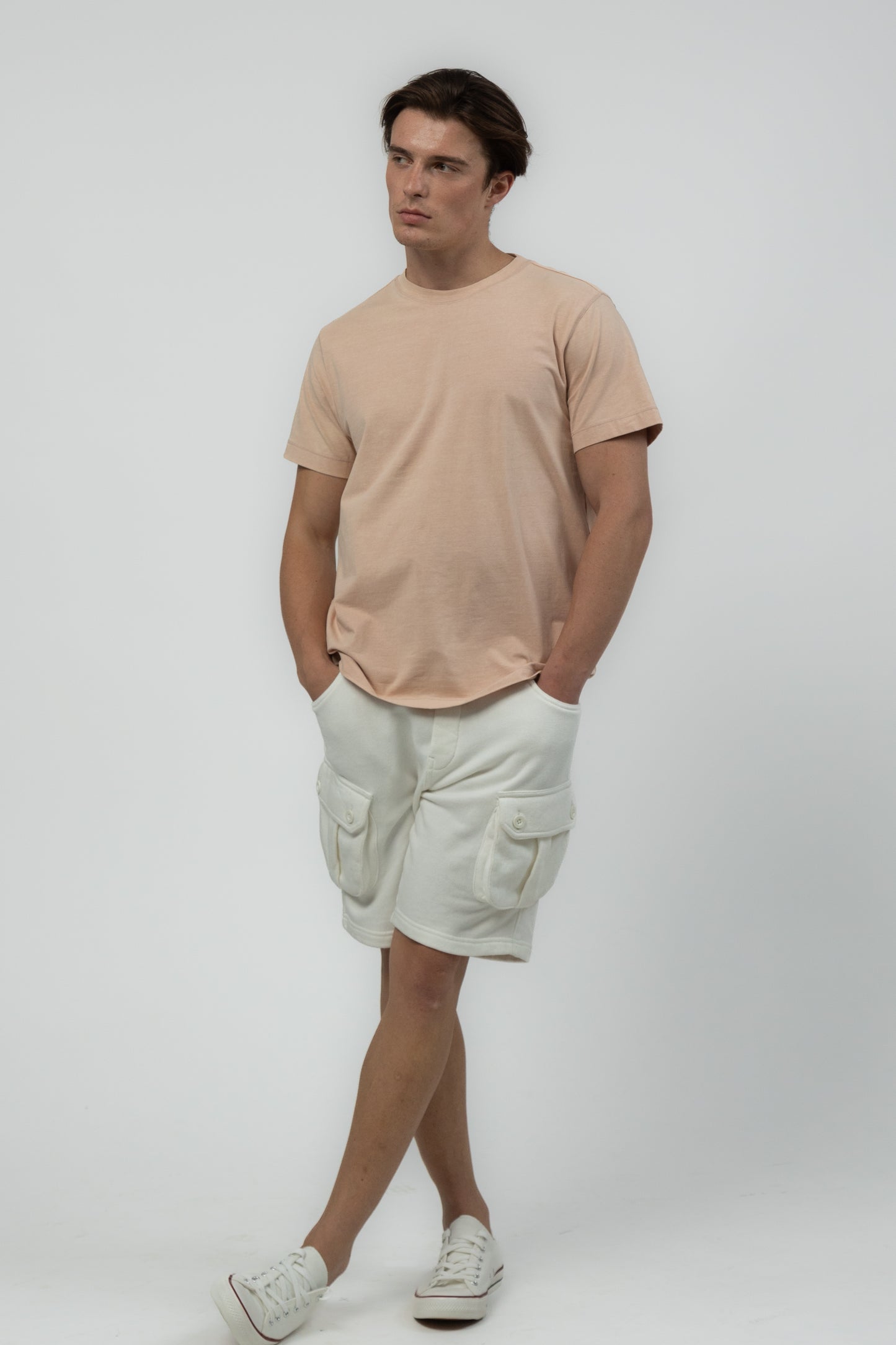 Men's Relaxed Fit Crew Neck Tee (Peach)