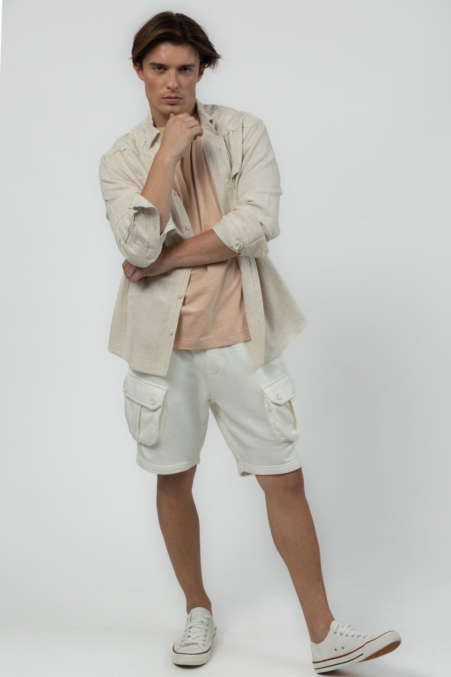 Men's Relaxed Fit Crew Neck Tee (Peach)