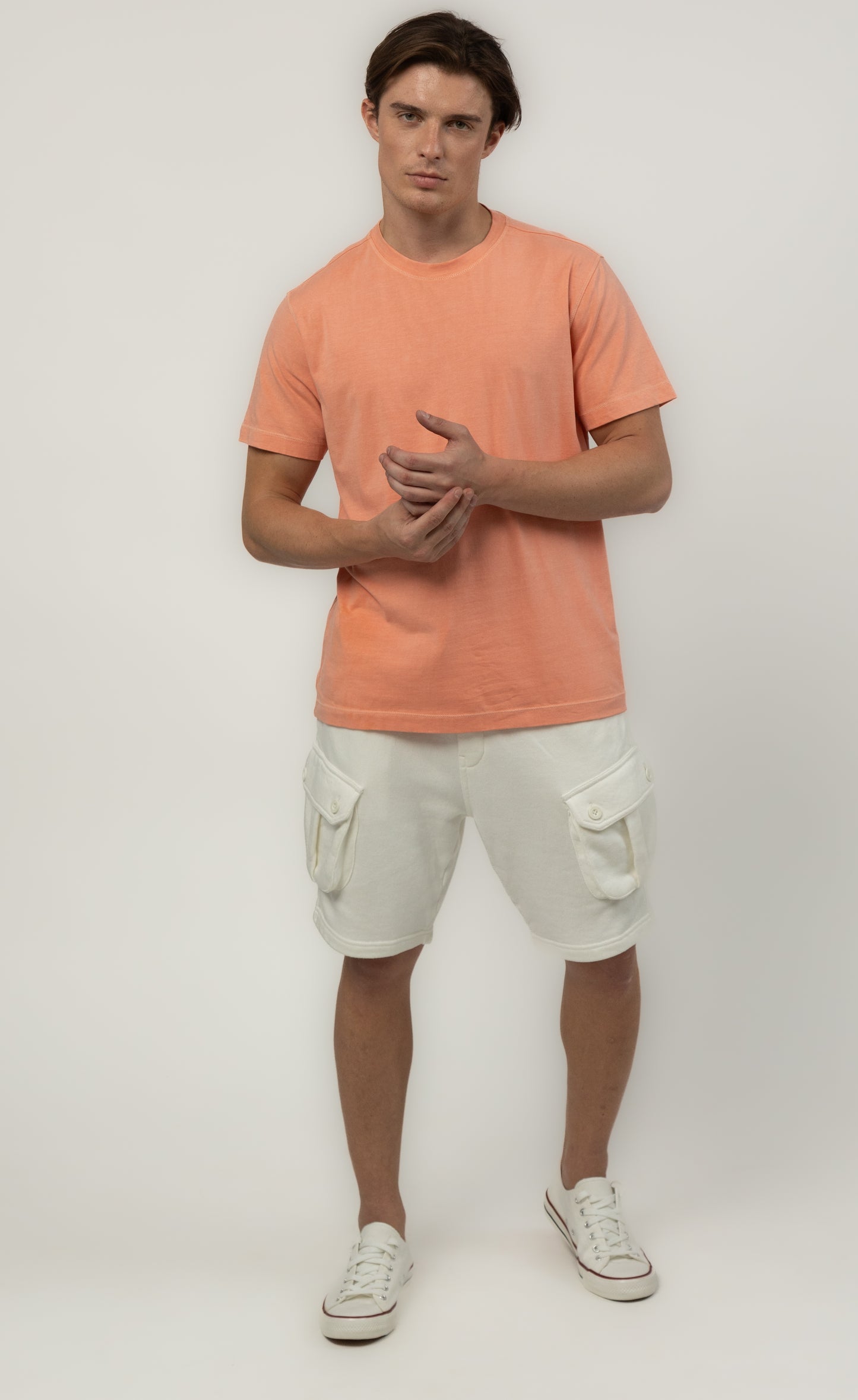 Men's Relaxed Fit Crew Neck Tee (Coral)