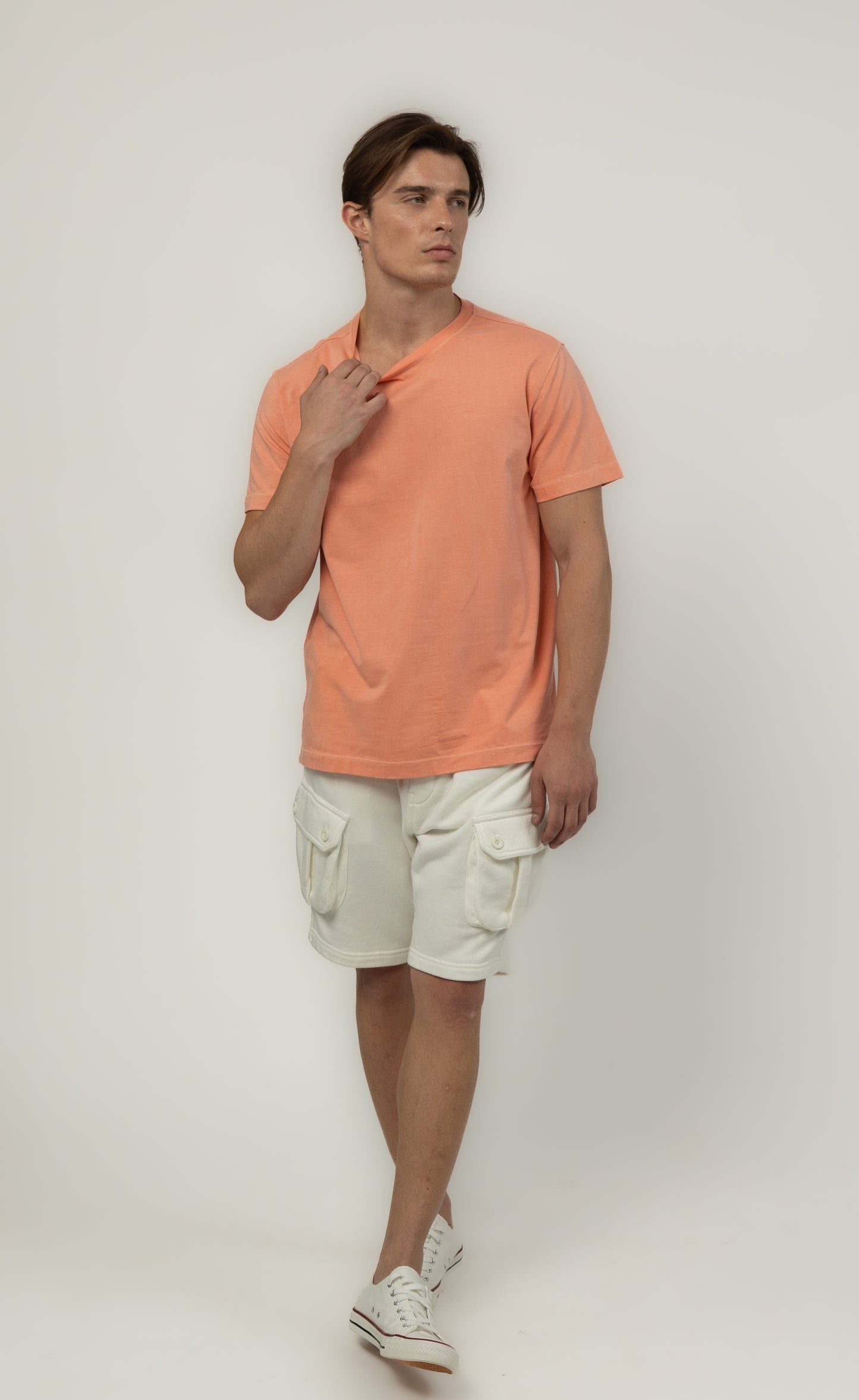 Men's Relaxed Fit Crew Neck Tee (Coral)