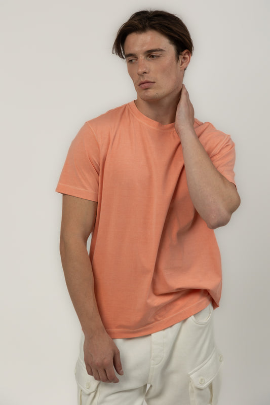 Men's Relaxed Fit Crew Neck Tee (Coral)