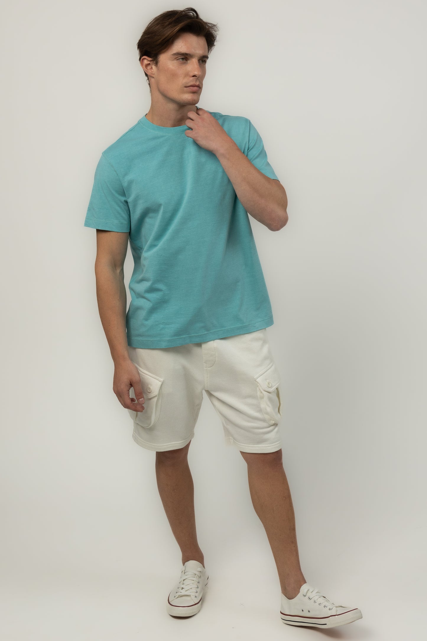 Men's Relaxed Fit Crew Neck Tee (Turquoise)