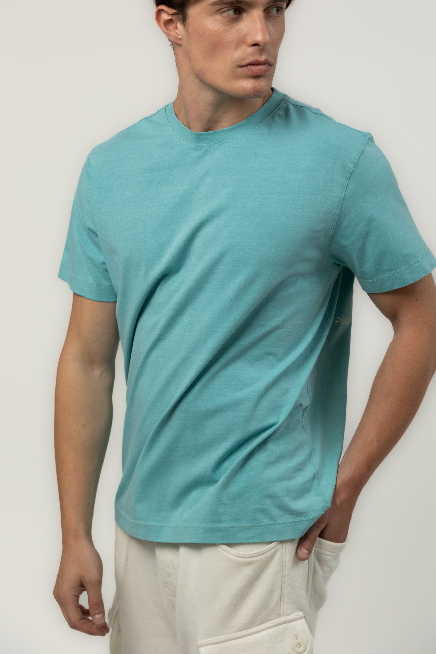 Men's Relaxed Fit Crew Neck Tee (Turquoise)