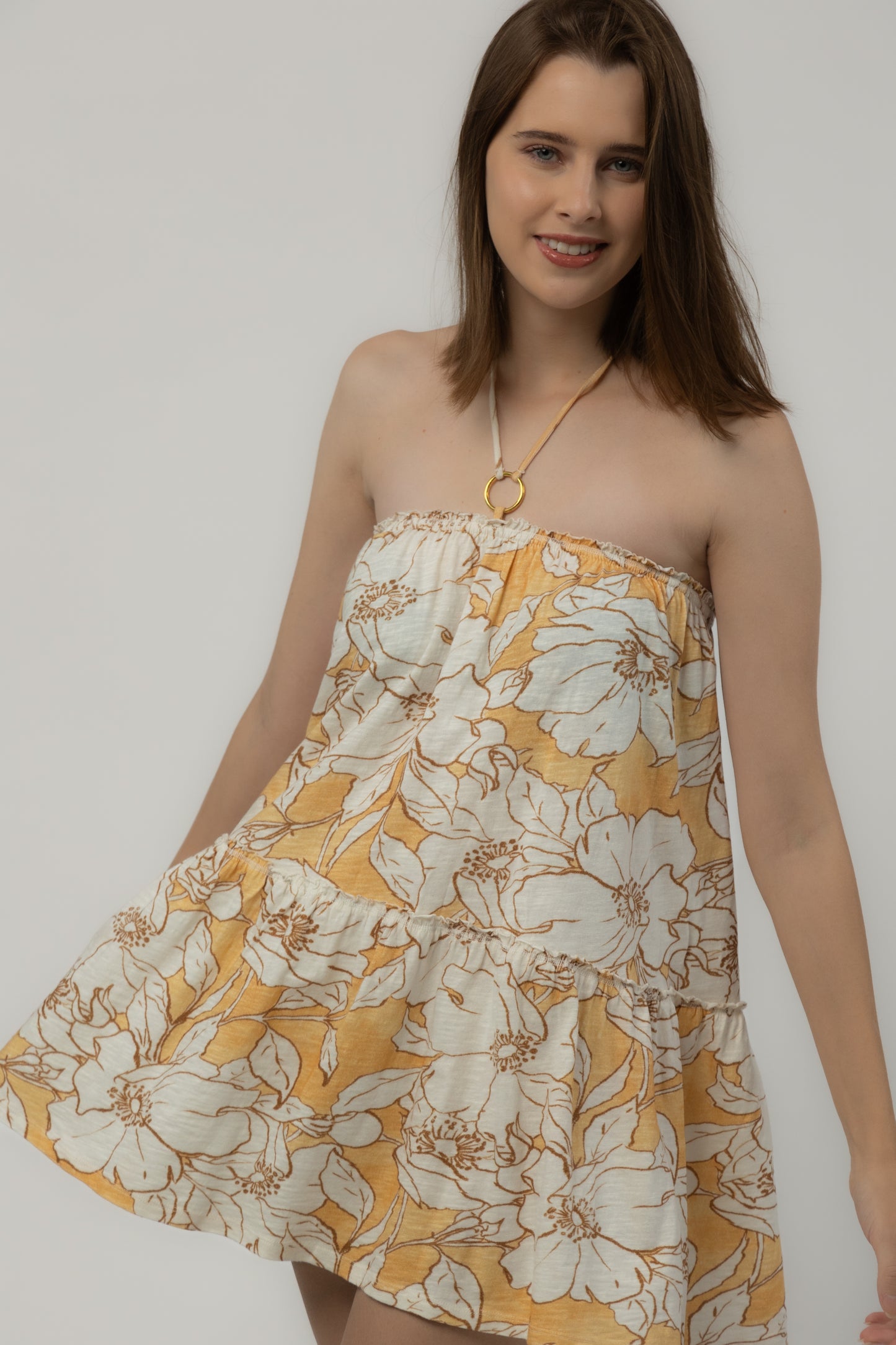 English Rose Off-Shoulder Dress With Tassles