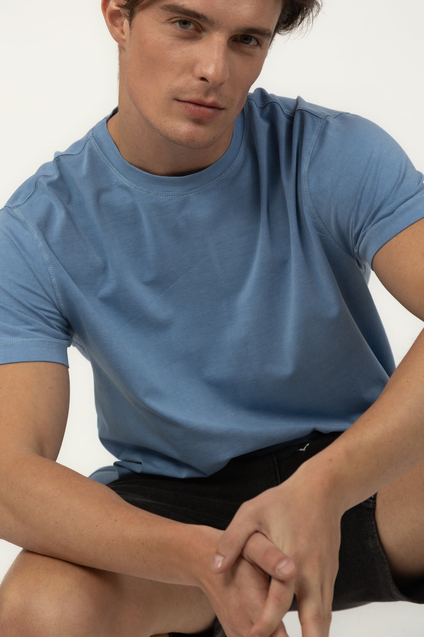 Men's Relaxed Fit Crew Neck Tee (Blue)