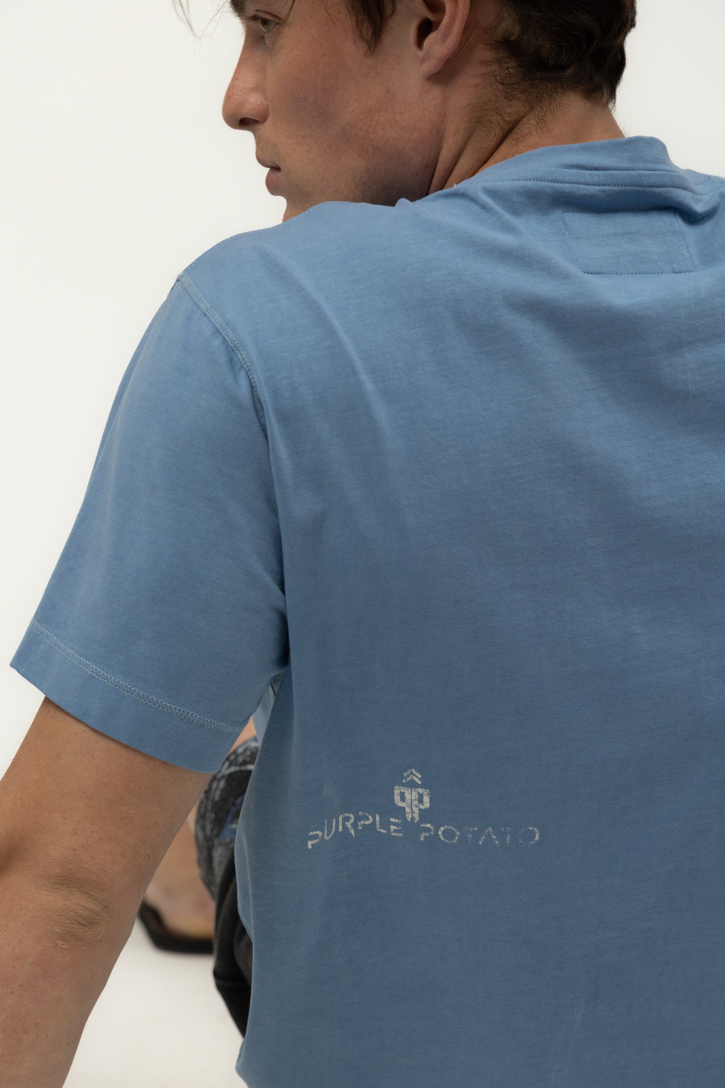 Men's Relaxed Fit Crew Neck Tee (Blue)