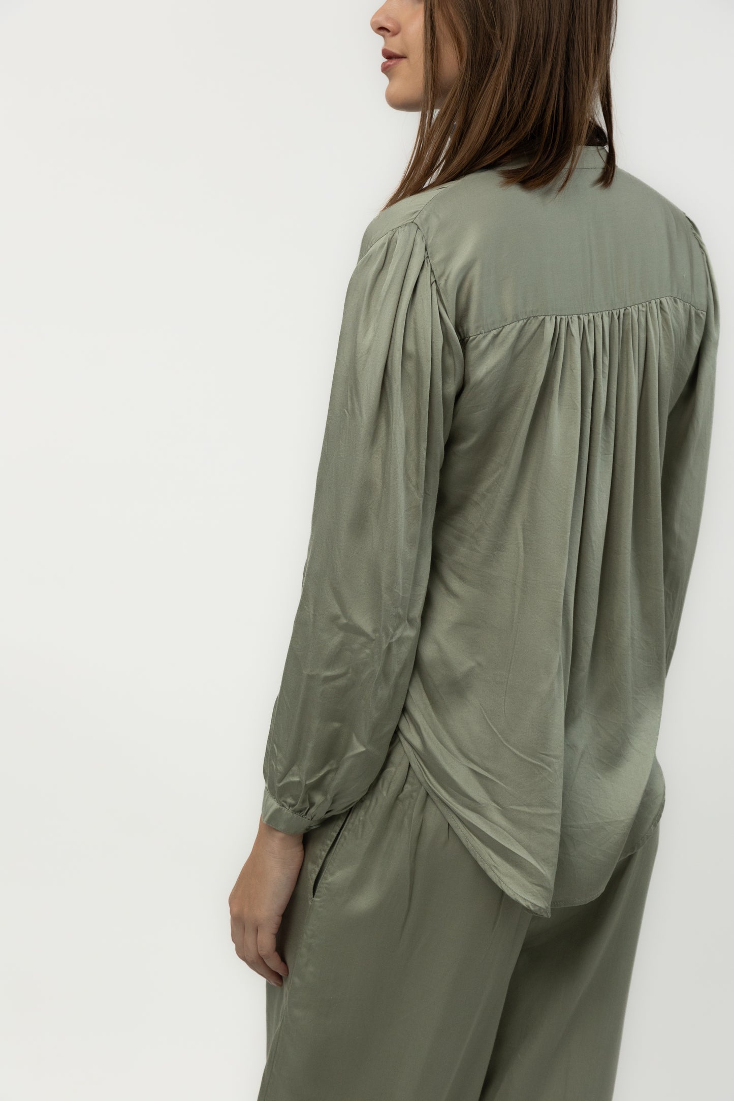 Modal Satin Co-Ord Set (Sage) | Set of 2 by Purple Potato