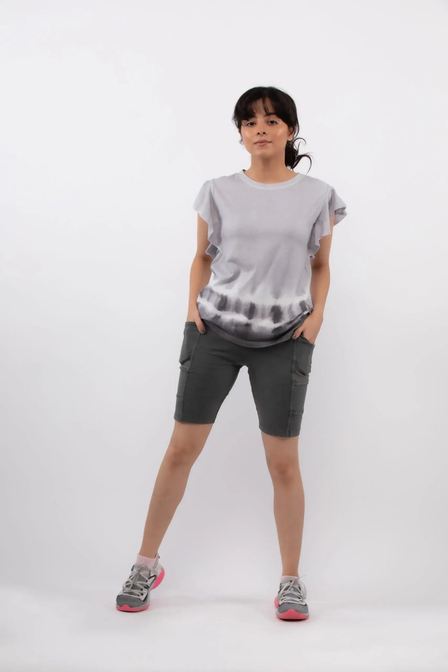 Stalk Cycling Shorts (Grey) - PURPLE POTATO
