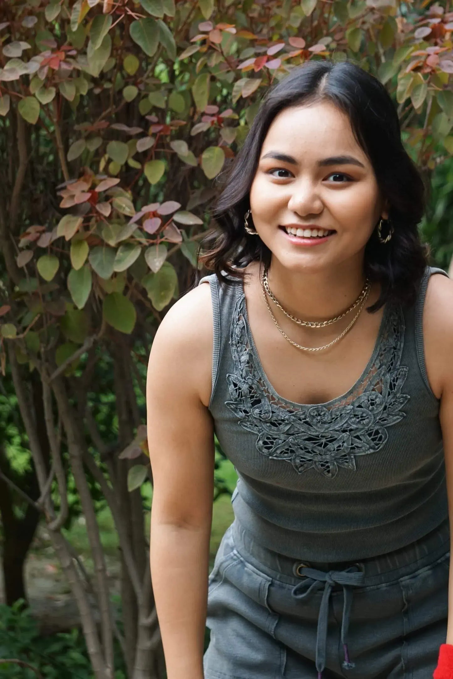 Sweetpea Lacy Tank (Grey) - PURPLE POTATO