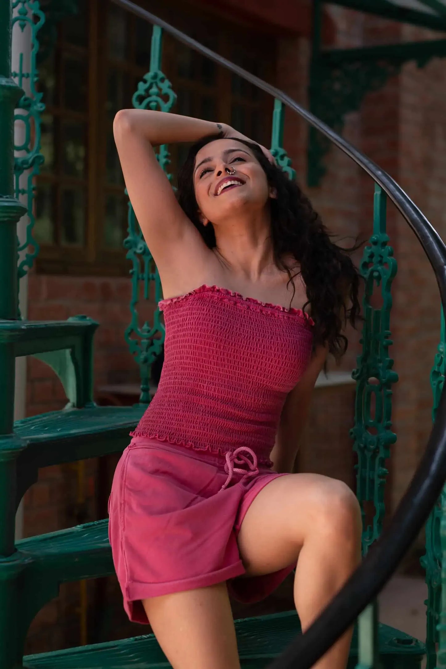 Verbena Smocked Top (Fuchsia) - PURPLE POTATO