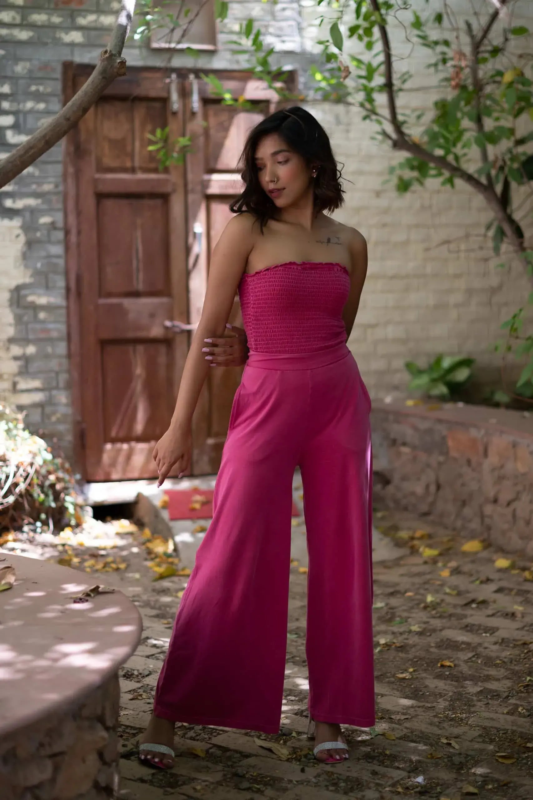 Verbena Smocked Top (Fuchsia) - PURPLE POTATO