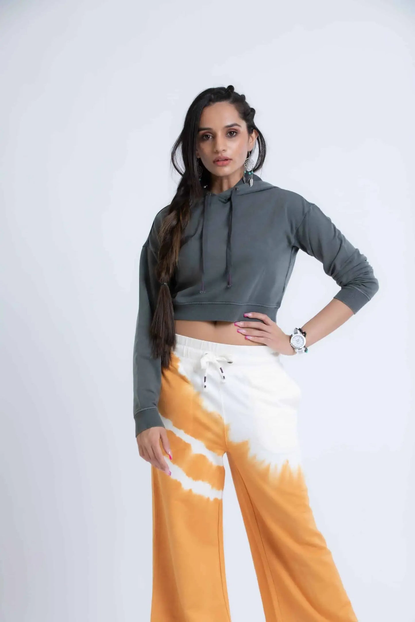 Violet Crop Hoodie (Grey) - PURPLE POTATO