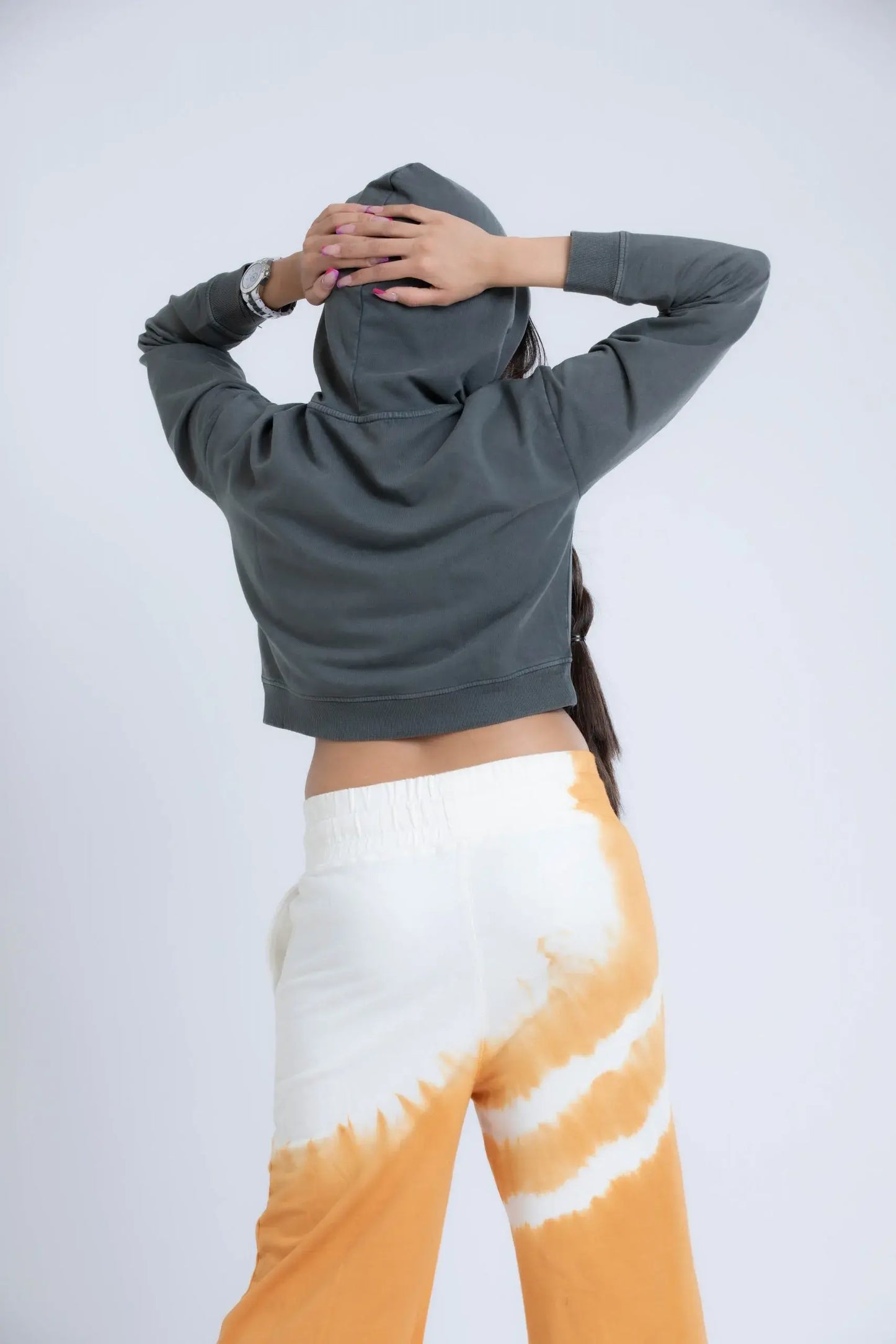 Violet Crop Hoodie (Grey) - PURPLE POTATO