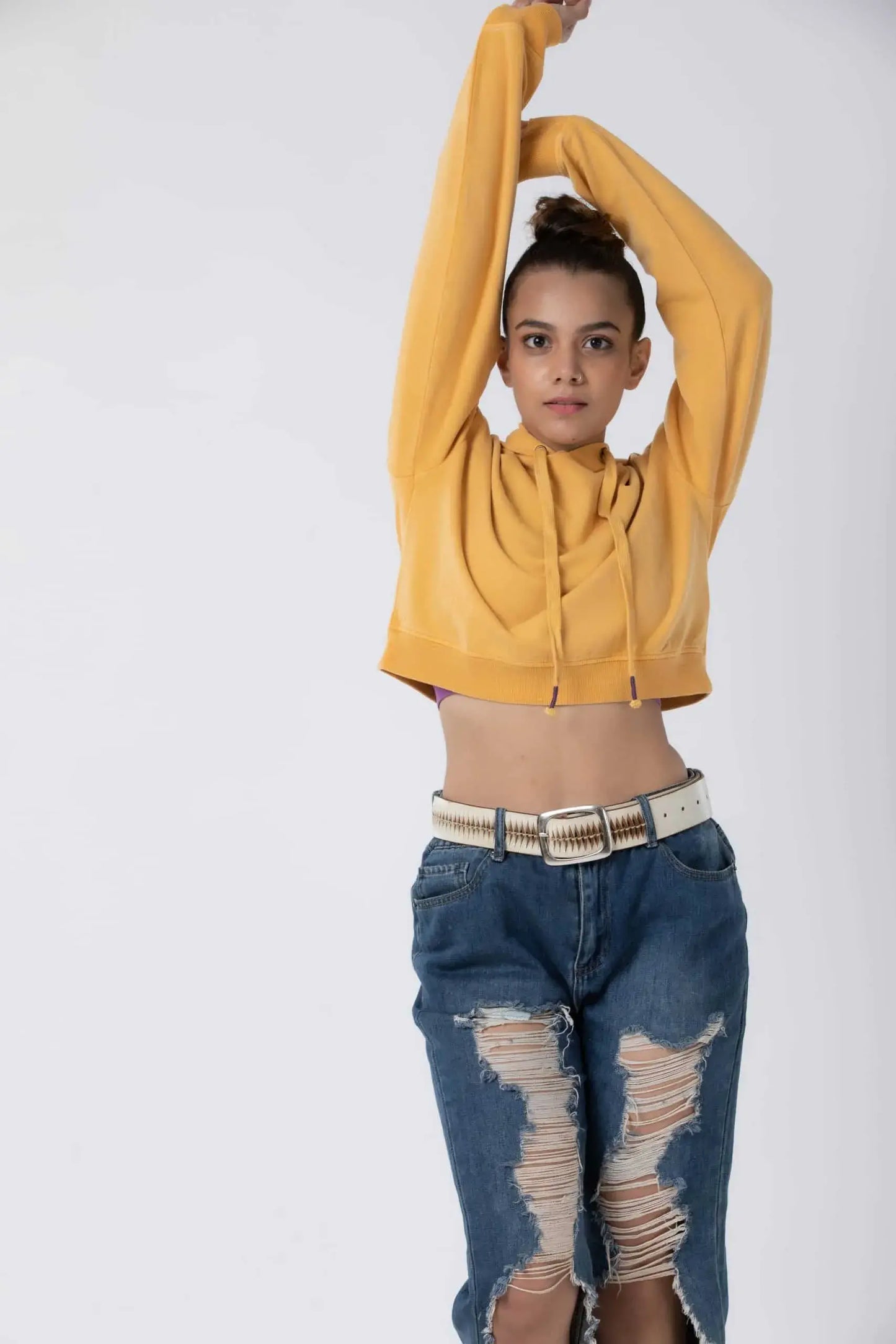 Violet Crop Hoodie (Mango) - PURPLE POTATO
