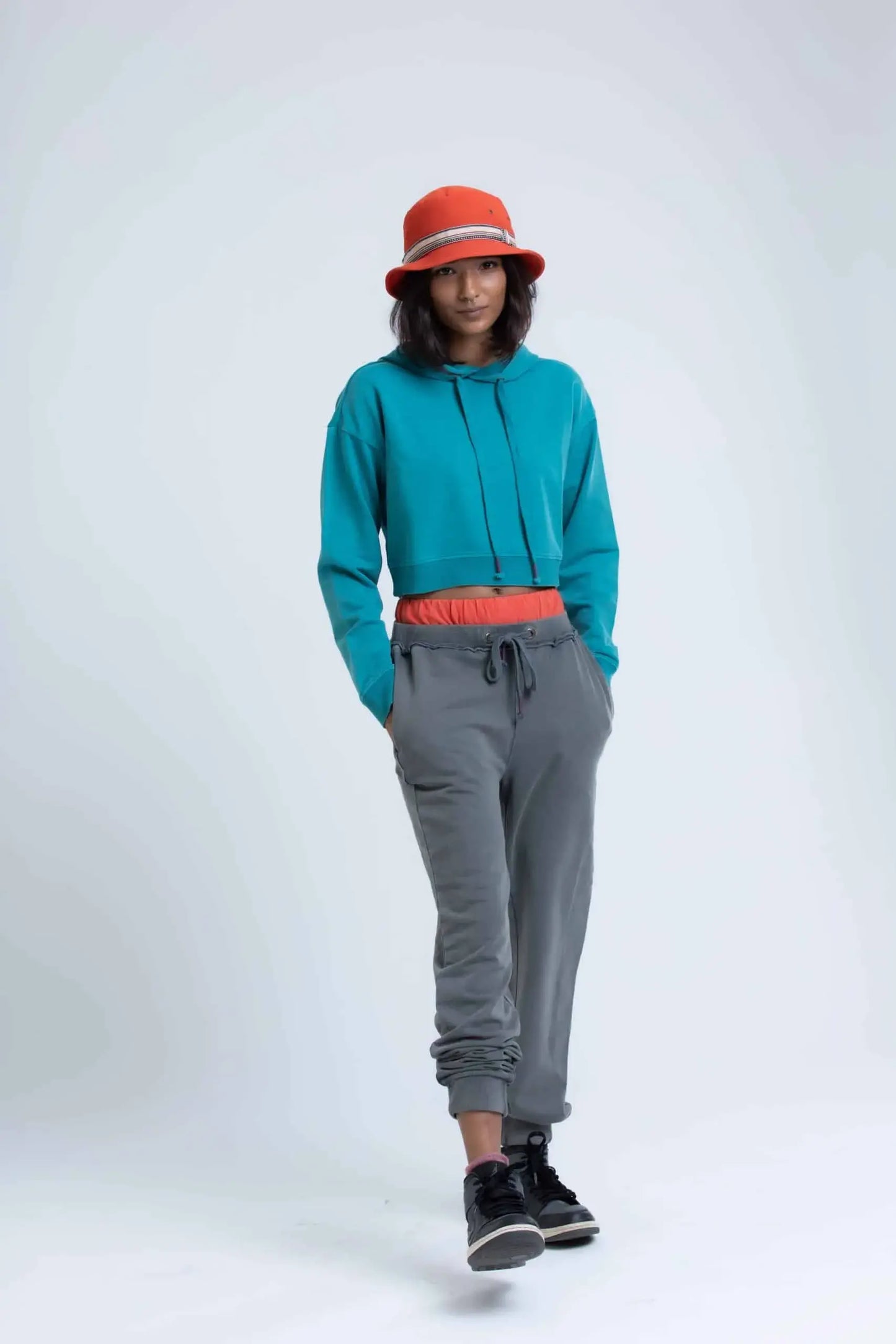 Violet Crop Hoodie (Teal) - PURPLE POTATO