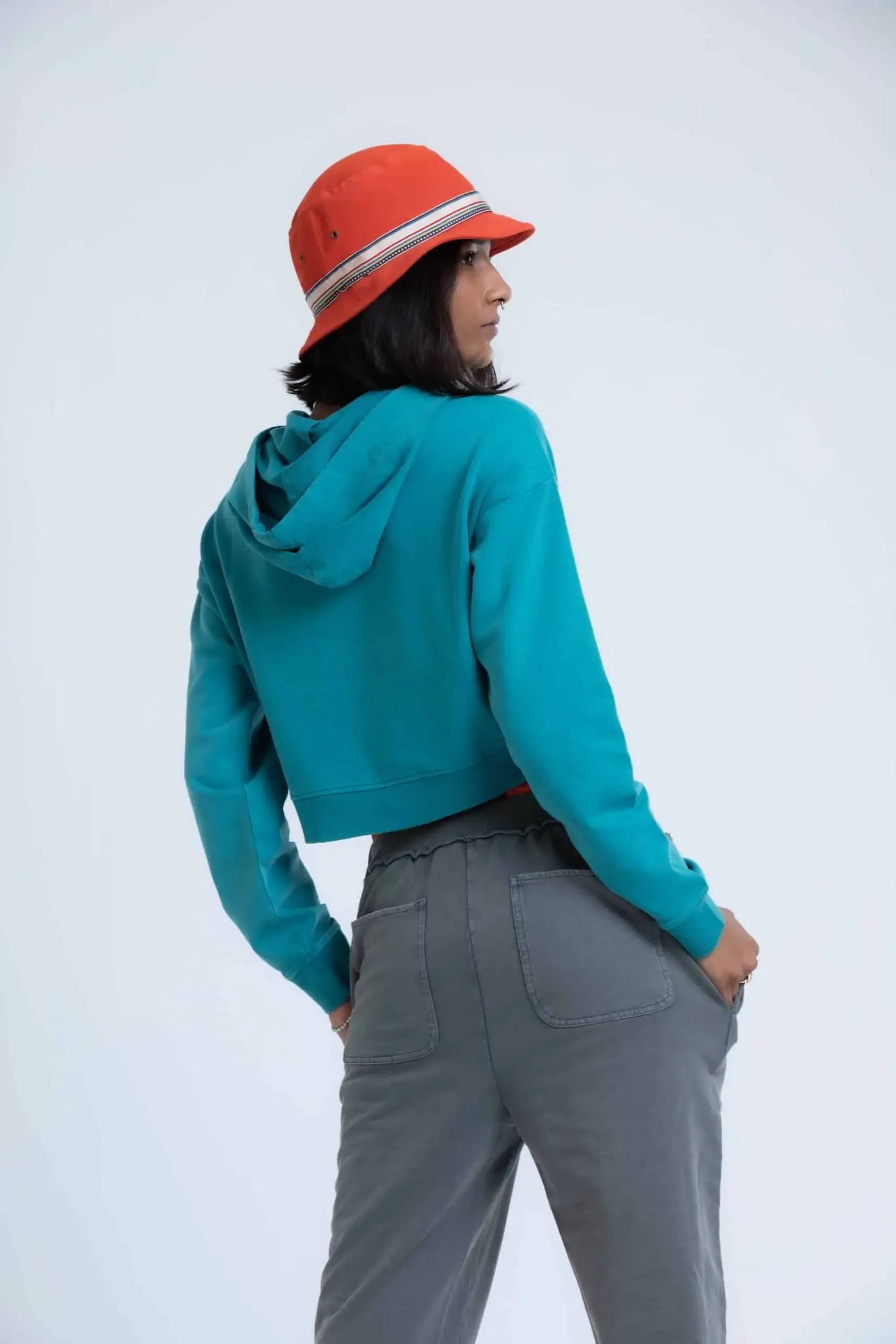 Violet Crop Hoodie (Teal) - PURPLE POTATO