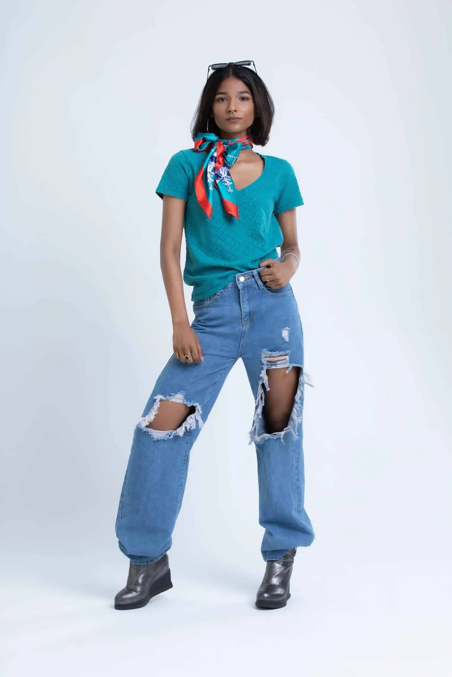 Wax Flower Tee (Teal) - PURPLE POTATO