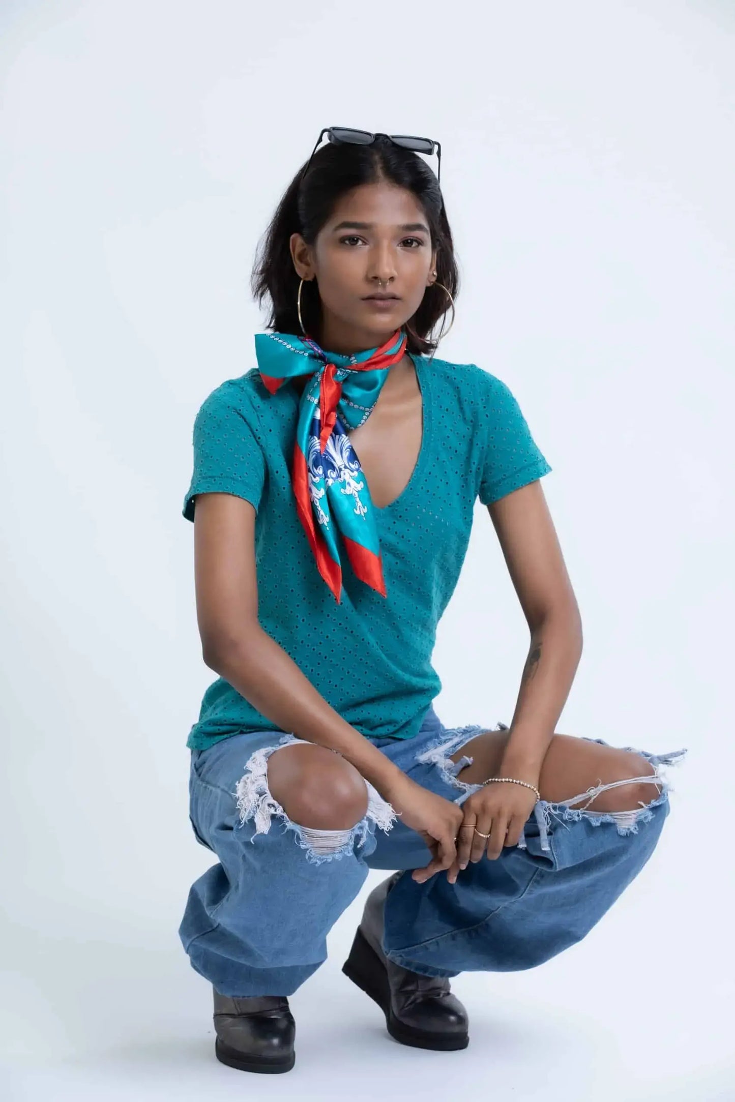 Wax Flower Tee (Teal) - PURPLE POTATO