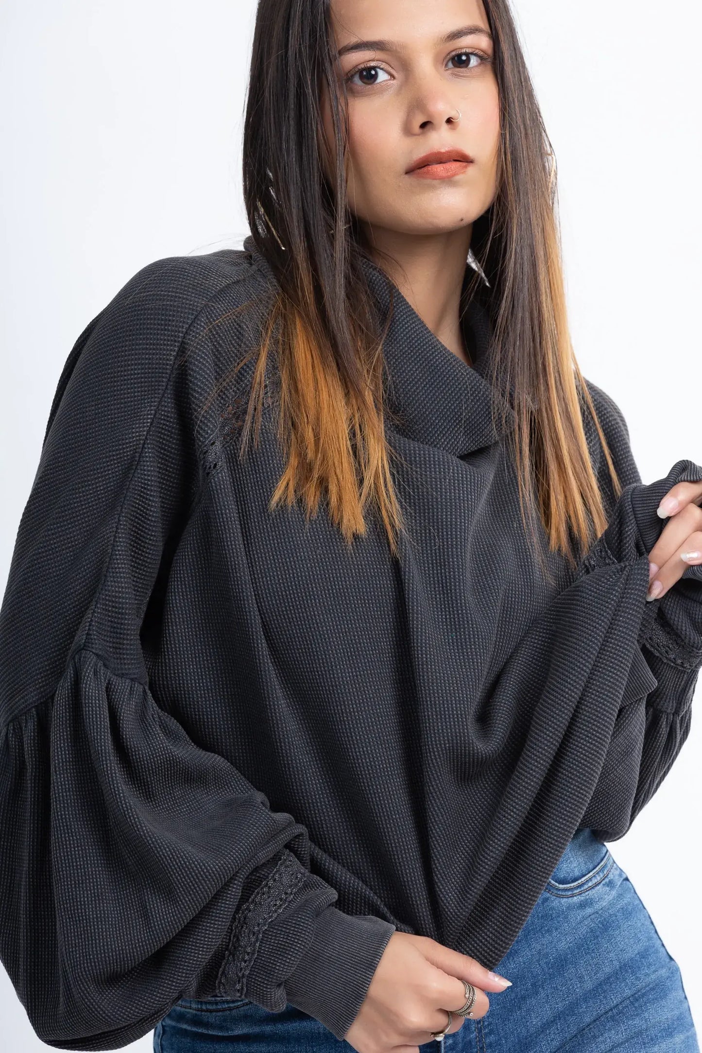 White Lily Top (Charcoal) - PURPLE POTATO