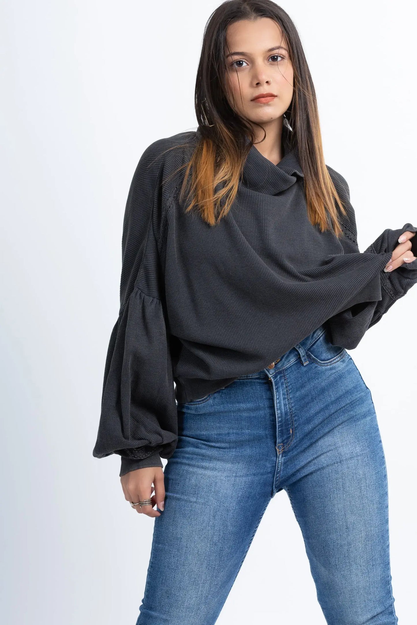 White Lily Top (Charcoal) - PURPLE POTATO