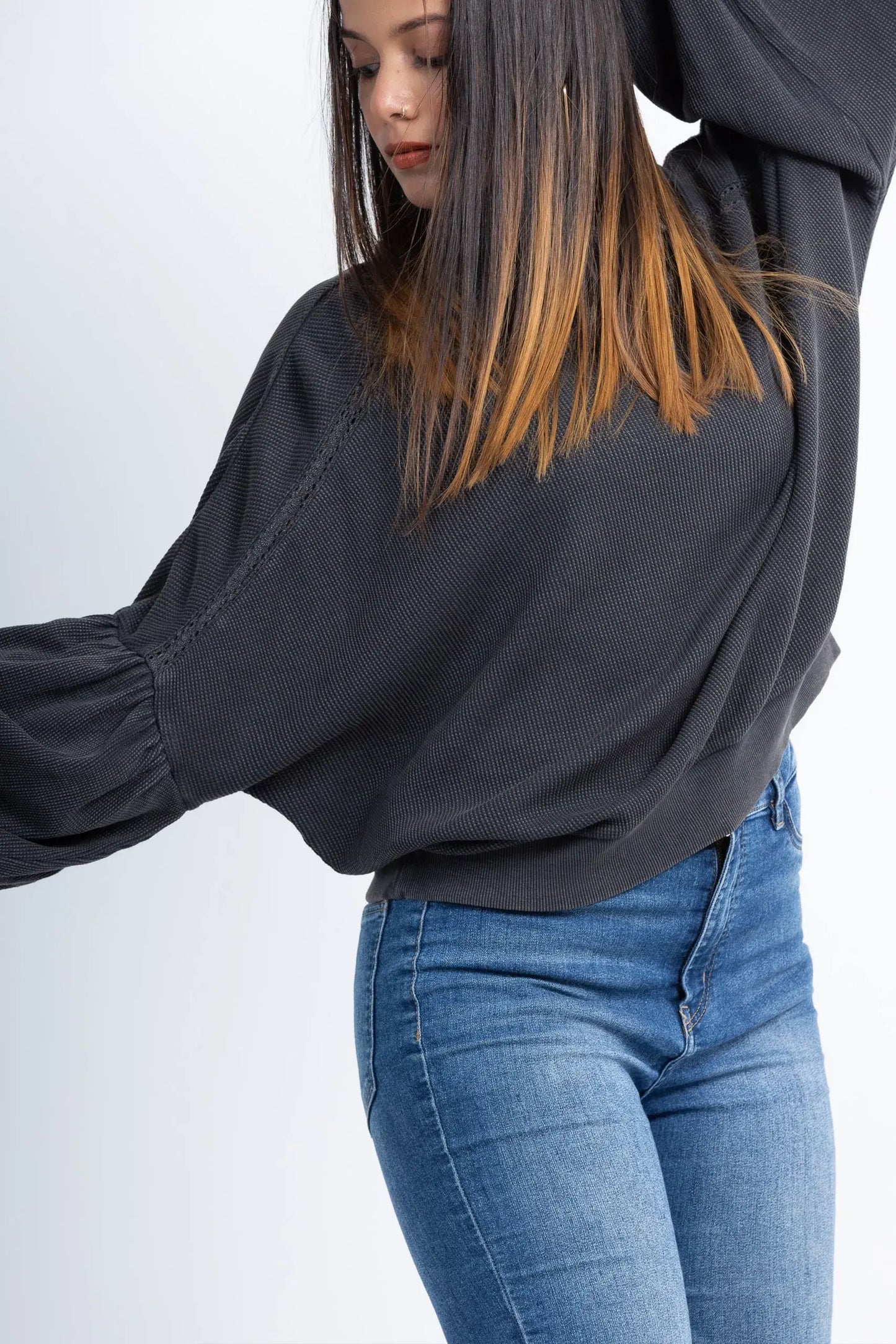 White Lily Top (Charcoal) - PURPLE POTATO