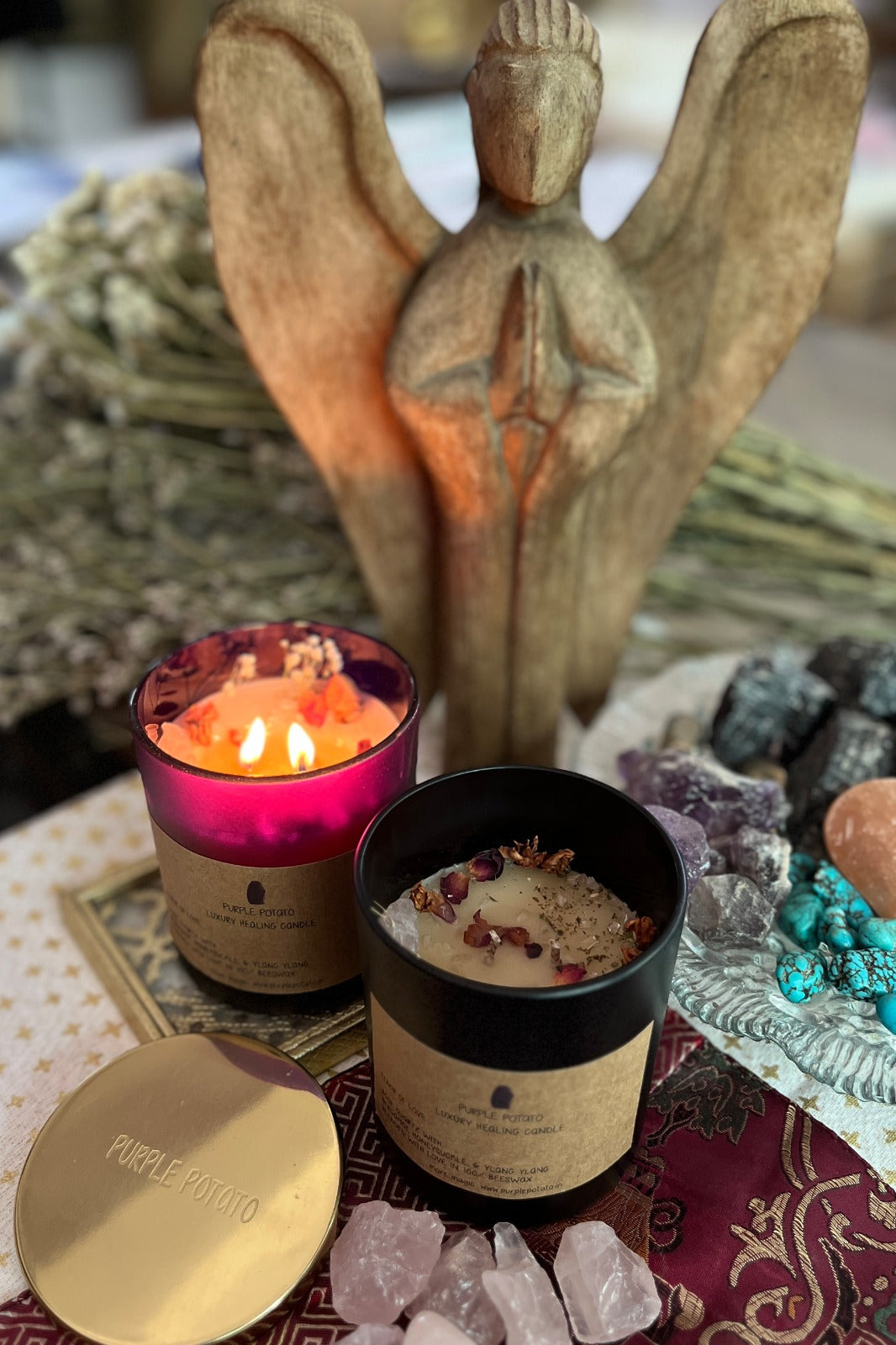 Elixir of Love Rose Quartz Candle (Purple Jar) - PURPLE POTATO