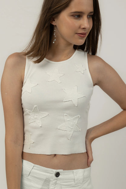 Star Anise Embroidered Rib Tank Top