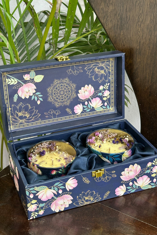 Blue Lotus Gift Box | Set of 2 Candles