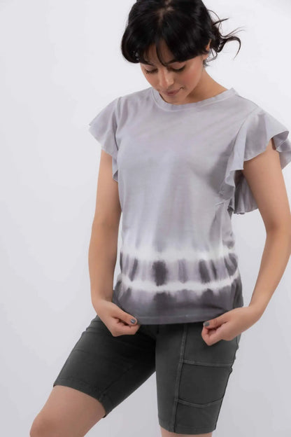 Pansy Tie-Dye Top (Grey) - PURPLE POTATO