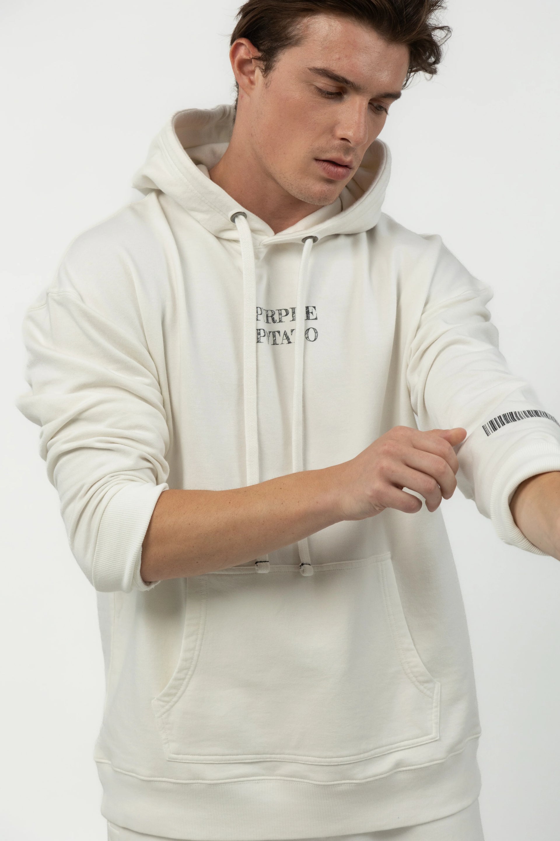 Barcode Graphic Hoodie | Men's Fleece Hoodie by Purple Potato