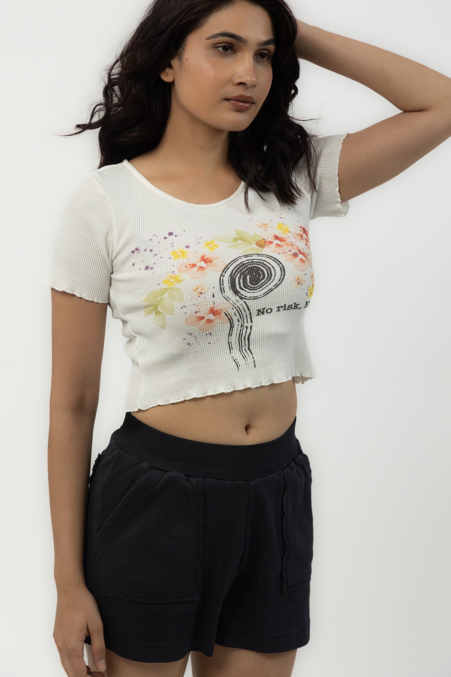 No Risk No Story Waffle Crop Top