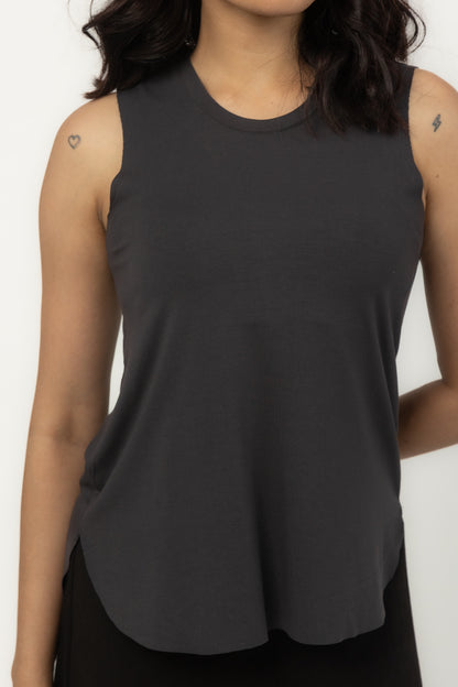 High-Low Essentials Tank Top (Dark Grey)