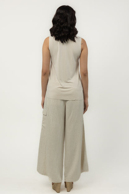 Tulip Linen Cargo High-Rise Flare Pants