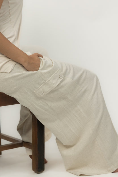 Tulip Linen Cargo High-Rise Flare Pants