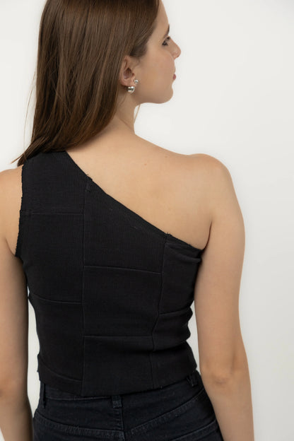 Tuberose One Shoulder Top (Ebony)