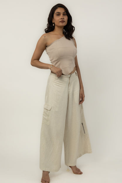 Tulip Linen Cargo High-Rise Flare Pants