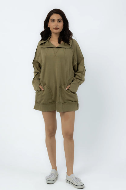 Rose Oversized Hoodie Dress (Henna)